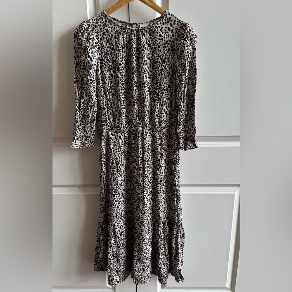 a new day Black and White Animal Print Long Sleeve Dress